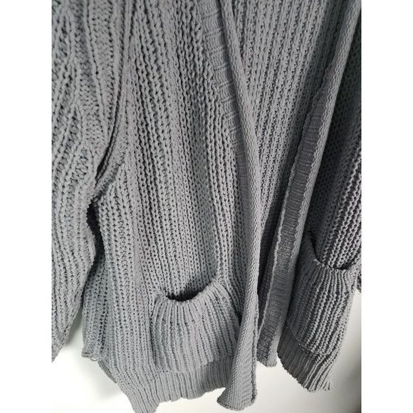 POL Women's Sz. M Grey Chenille Chunky Open Front Long Sleeve Cardigan - Picture 5 of 10